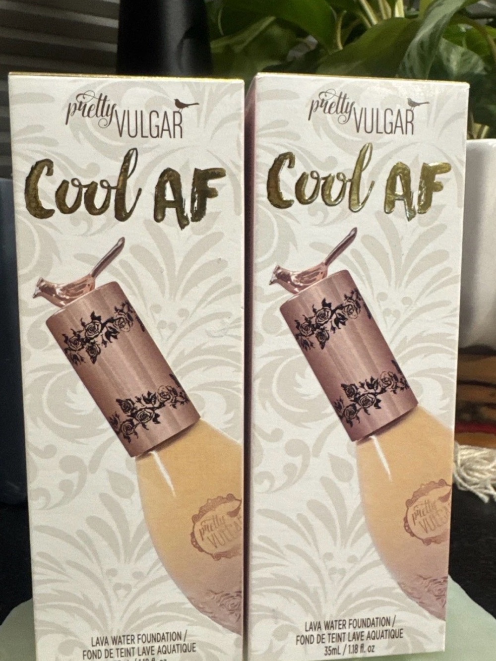 Lot 2 Pretty Vulgar Cool AF Lava Water Foundation 47 Nudie Pie Matte Full 1.18oz